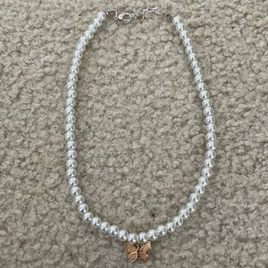 Handmade butterfly pearl necklace